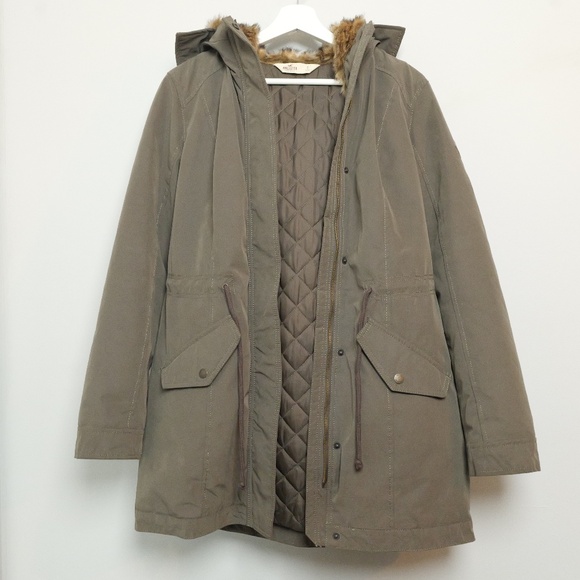 Hollister | Abercrombie | women’s Green Fur Hood coat. Size small. - Picture 1 of 9